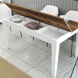 Table a manger - MILAN - Rectangulaire - 4 personnes - 145 x 75 x 88 cm - Noyer / Blanc