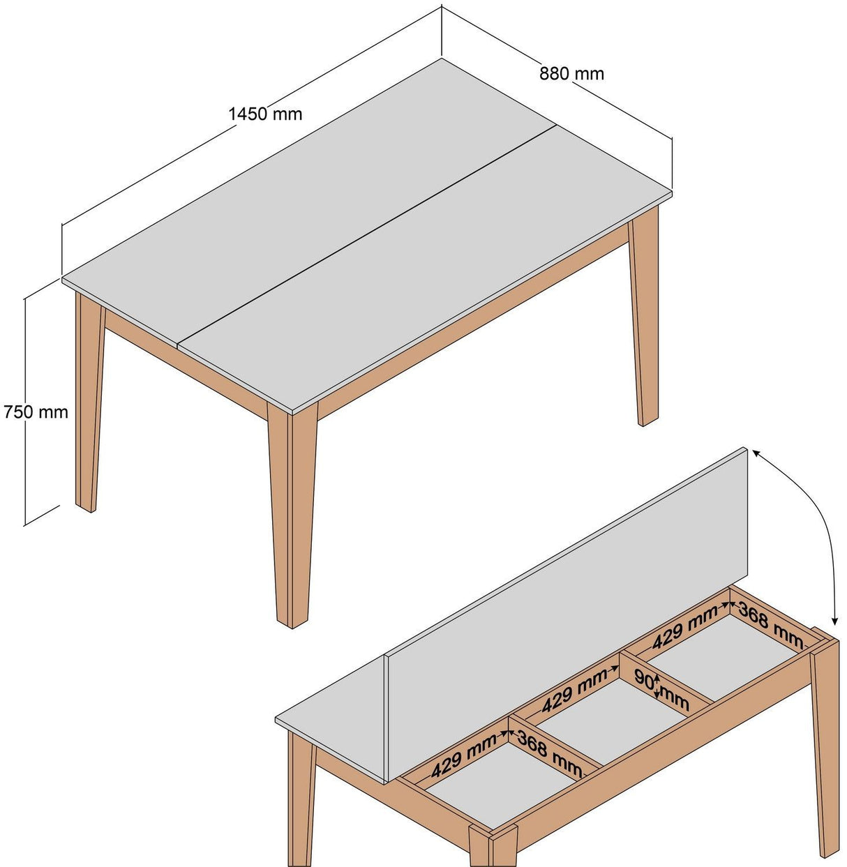 Table a manger - MILAN - Rectangulaire - 4 personnes - 145 x 75 x 88 cm - Noyer / Blanc
