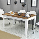Table a manger - MILAN - Rectangulaire - 4 personnes - 145 x 75 x 88 cm - Noyer / Blanc