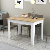 Table de cuisine avec rangement- KIEVA - Mélamine - Blanc / Chene - Rectangulaire - 4 / 6 personnes - 110 x 75 x 72 cm