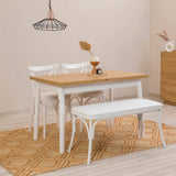 Table a manger - OLIVER - Extensible - Rectangulaire - 4 personnes - 123 x 72 x 29 cm - Blanc