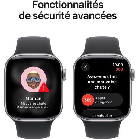 Apple Watch Series 11 GPS - 42mm - Boîtier Space Grey Aluminium  - Bracelet Black Sport Band - M/L