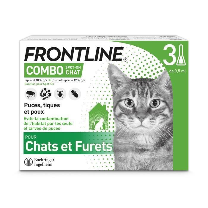 FRONTLINE 3 pipettes Combo Chats et Furets - Puces tiques et poux