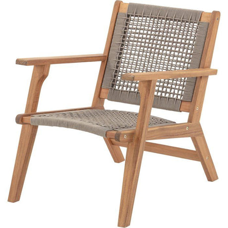 Fauteuil de jardin bas - MERIDA - Bois d'Acacia FSC - Corde tressée - 60 x 76 x 73 cm - Vert Kaki