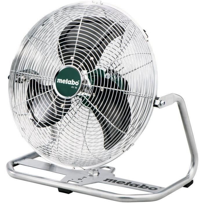 Ventilateur sans fil - METABO - AV 18 - 18 V - 3 niveaux de vitesse - Télécommande - Gris