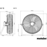 Ventilateur sans fil - METABO - AV 18 - 18 V - 3 niveaux de vitesse - Télécommande - Gris