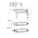 Marteau perforateur combiné - METABO - KHE 2660 Quick - SDS Plus et mandrin a serrage rapide - 3 joules