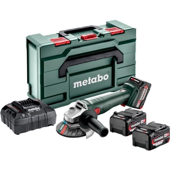 Meuleuse d'angle sans fil - METABO - W 18 L 9-125 Quick - 18 V - MetaBOX 165 L