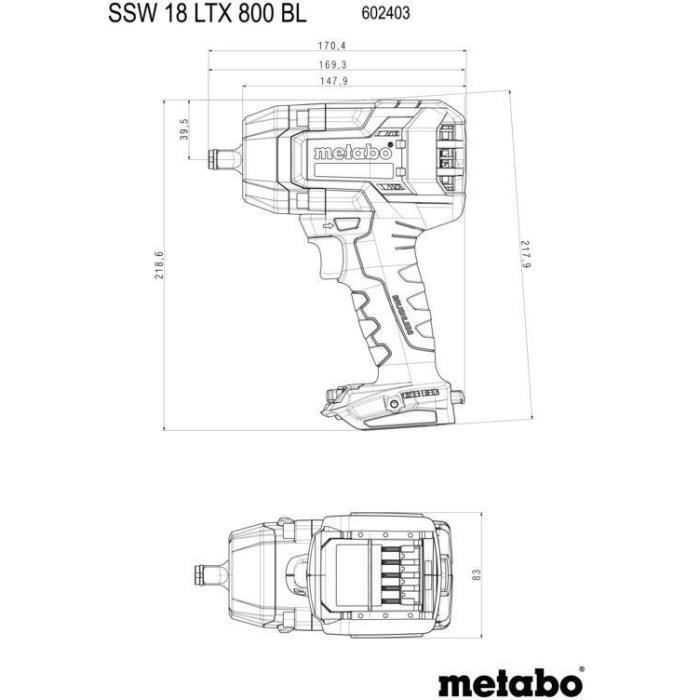 Visseuse a chocs sans fil - METABO - SSW 18 LTX 800 BL - 18 V - 800 Nm