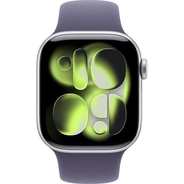 Apple Watch Series 11 GPS - 42mm - Boîtier Silver Aluminium  - Bracelet Purple Fog Sport Band - S/M