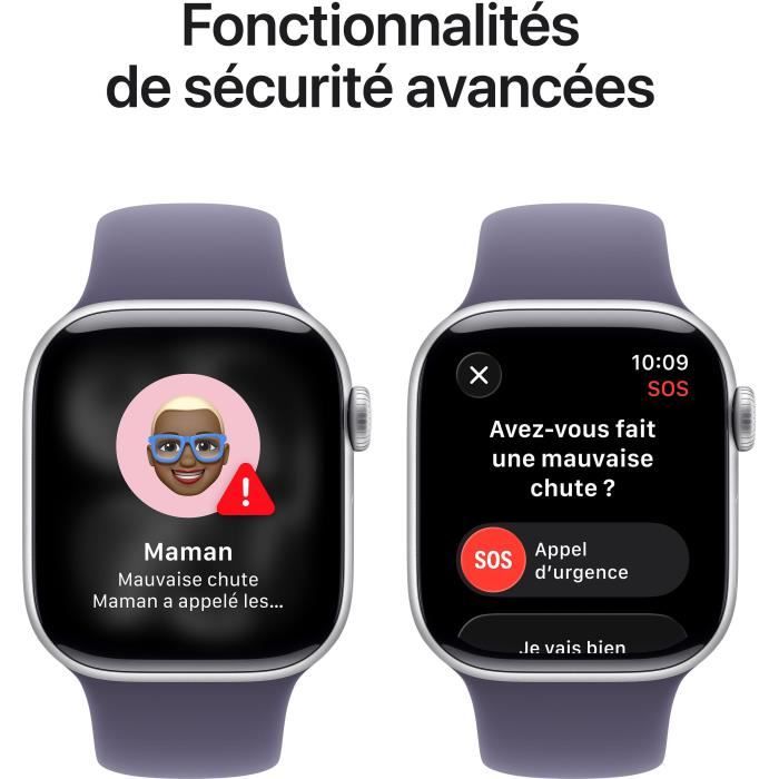 Apple Watch Series 11 GPS - 42mm - Boîtier Silver Aluminium  - Bracelet Purple Fog Sport Band - S/M