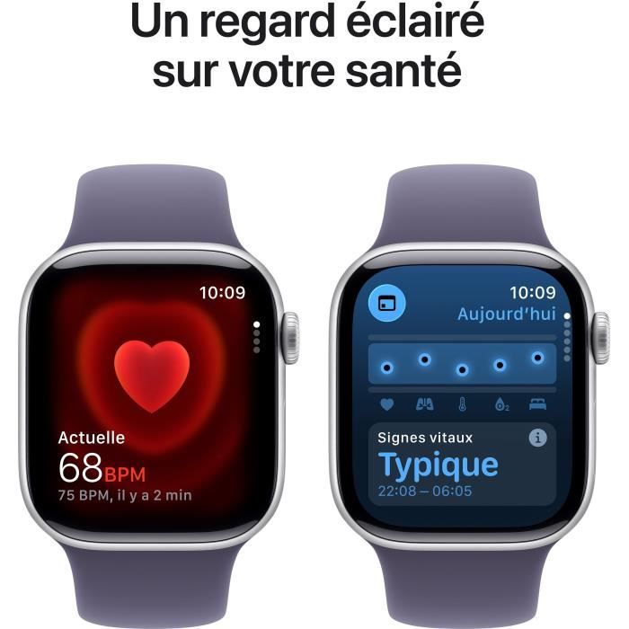 Apple Watch Series 11 GPS - 42mm - Boîtier Silver Aluminium  - Bracelet Purple Fog Sport Band - M/L