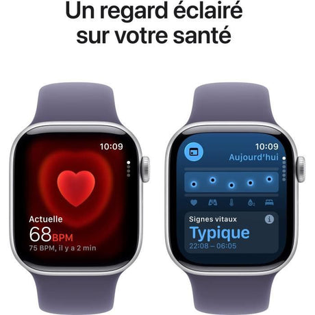 Apple Watch Series 11 GPS - 42mm - Boîtier Silver Aluminium  - Bracelet Purple Fog Sport Band - M/L