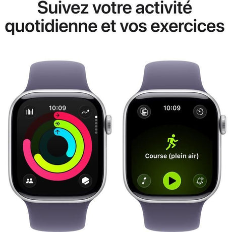 Apple Watch Series 11 GPS - 42mm - Boîtier Silver Aluminium  - Bracelet Purple Fog Sport Band - M/L