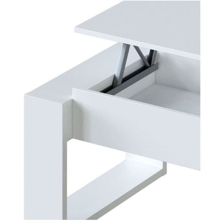 Table basse relevable - Mélaminé blanc  - L 105 x P 55 x H 45 cm NOVA