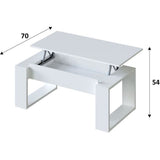 Table basse relevable - Mélaminé blanc  - L 105 x P 55 x H 45 cm NOVA