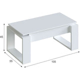 Table basse relevable - Mélaminé blanc  - L 105 x P 55 x H 45 cm NOVA