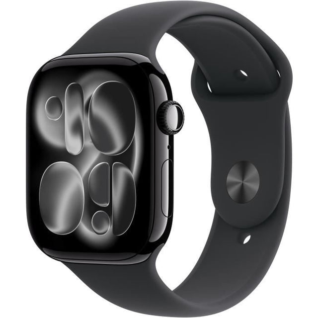 Apple Watch Series 11 GPS - 46mm - Boîtier Jet Black Aluminium  - Bracelet Black Sport Band - S/M