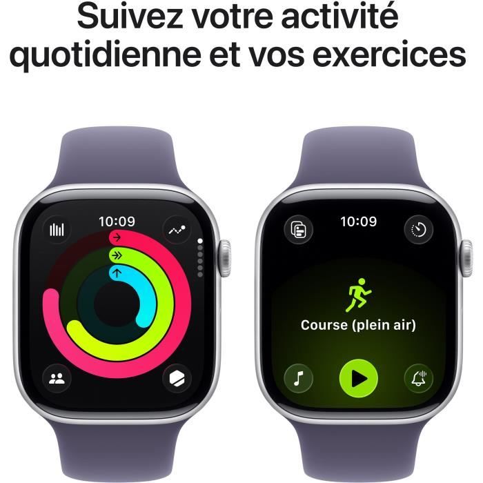 Apple Watch Series 11 GPS - 46mm - Boîtier Silver Aluminium  - Bracelet Purple Fog Sport Band - S/M