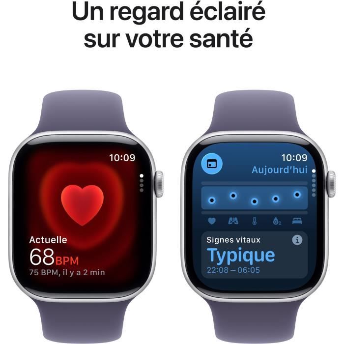 Apple Watch Series 11 GPS - 46mm - Boîtier Silver Aluminium  - Bracelet Purple Fog Sport Band - M/L