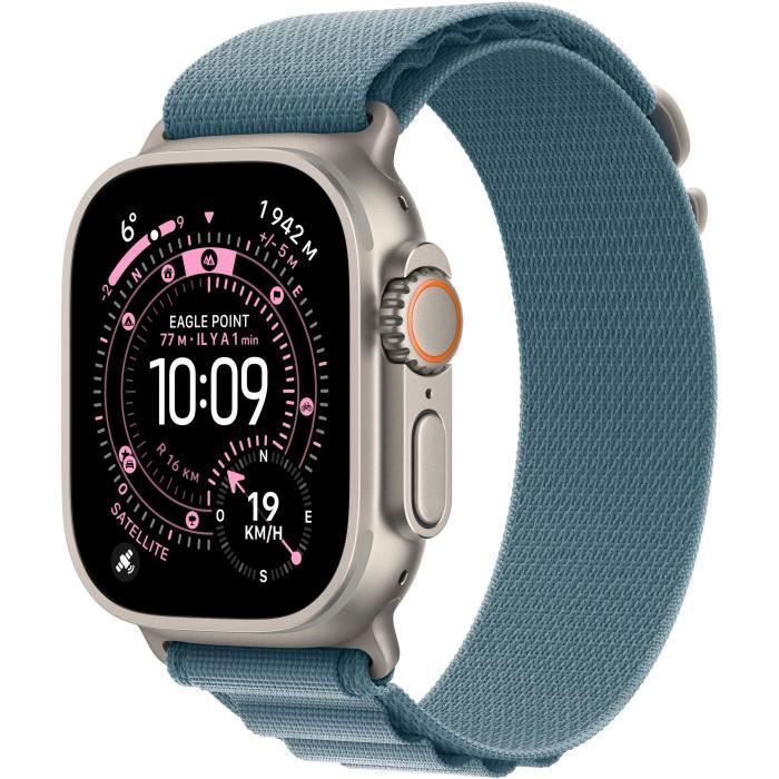 Apple Watch Ultra 3 GPS + Cellular - 49mm - Boîtier Natural Titanium  - Bracelet Light Blue Alpine Loop - Large