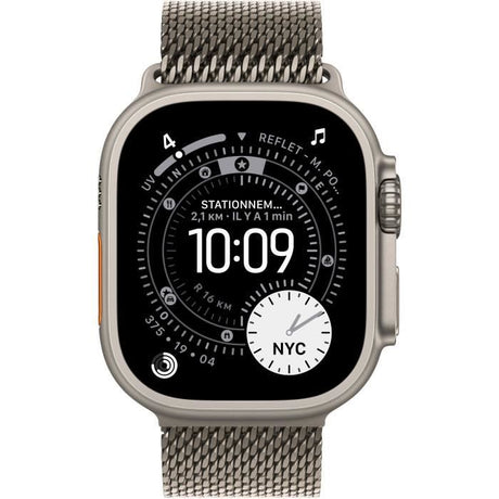 Apple Watch Ultra 3 GPS + Cellular - 49mm - Boîtier Natural Titanium  - Bracelet Natural Titanium Milanese Loop - Small