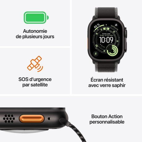 Apple Watch Ultra 3 GPS + Cellular - 49mm - Boîtier Natural Titanium  - Bracelet Natural Titanium Milanese Loop - Small