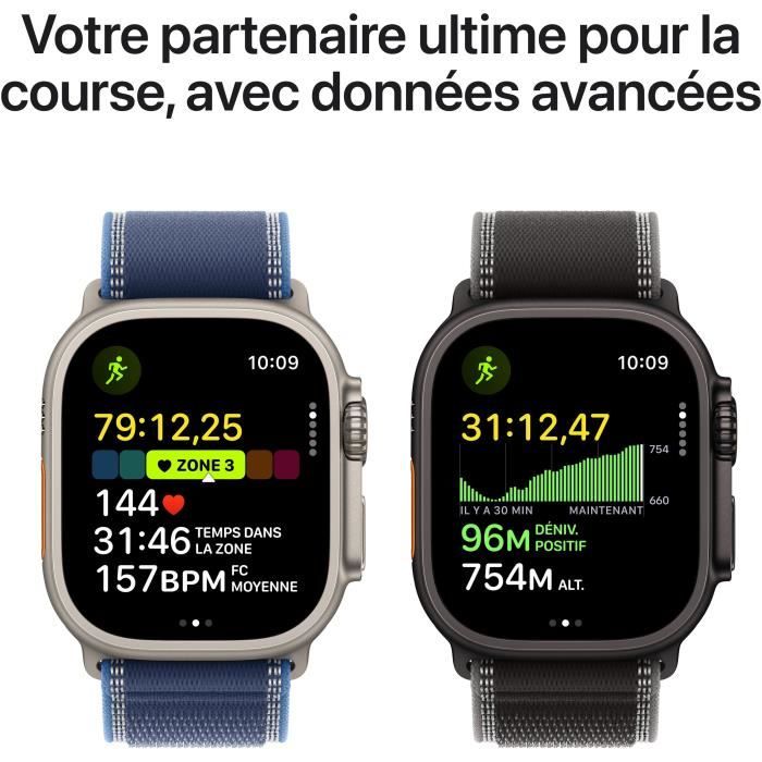 Apple Watch Ultra 3 GPS + Cellular - 49mm - Boîtier Natural Titanium  - Bracelet Natural Titanium Milanese Loop - Medium