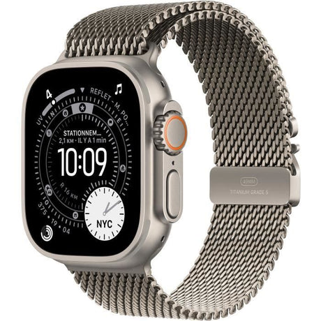 Apple Watch Ultra 3 GPS + Cellular - 49mm - Boîtier Natural Titanium  - Bracelet Natural Titanium Milanese Loop - Large