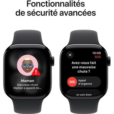 Apple Watch Series 11 GPS + Cellular - 42mm - Boîtier Jet Black Aluminium  - Bracelet Black Sport Band - S/M
