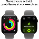 Apple Watch Series 11 GPS + Cellular - 42mm - Boîtier Natural Titanium  - Bracelet Stone Grey Sport Band - M/L