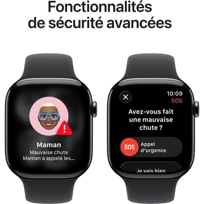 Apple Watch Series 11 GPS + Cellular - 42mm - Boîtier Slate Titanium  - Bracelet Black Sport Band - S/M