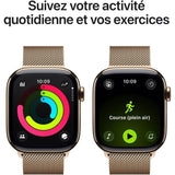Apple Watch Series 11 GPS + Cellular - 42mm - Boîtier Gold Titanium  - Bracelet Gold Milanese Loop