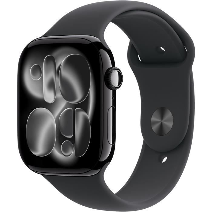 Apple Watch Series 11 GPS + Cellular - 46mm - Boîtier Jet Black Aluminium  - Bracelet Black Sport Band - S/M