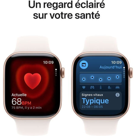 Apple Watch Series 11 GPS + Cellular - 46mm - Boîtier Rose Gold Aluminium  - Bracelet Light Blush Sport Band - S/M
