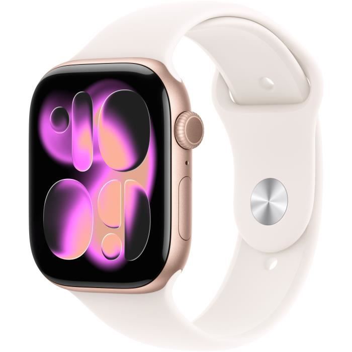 Apple Watch Series 11 GPS + Cellular - 46mm - Boîtier Rose Gold Aluminium  - Bracelet Light Blush Sport Band - M/L