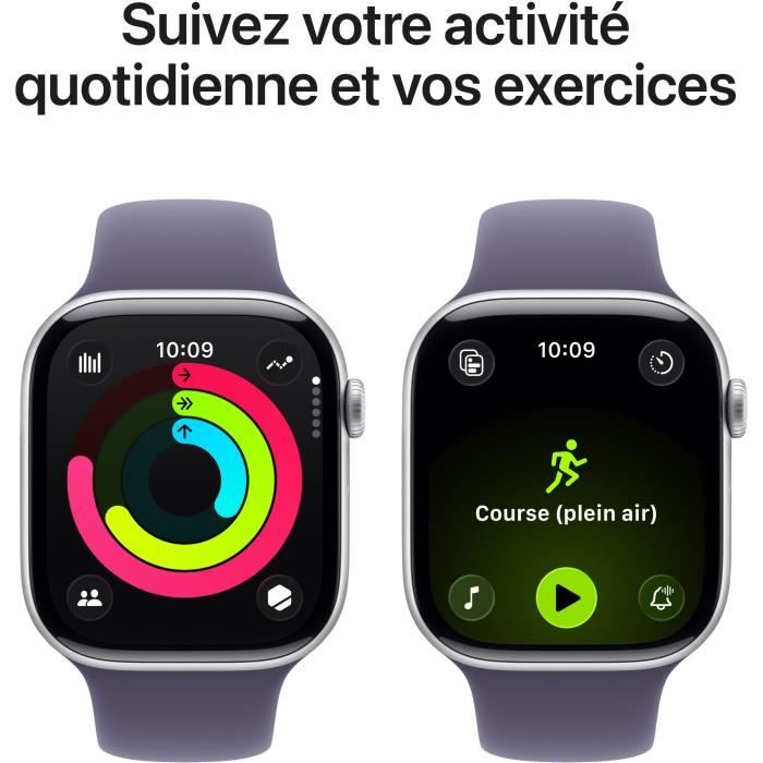 Apple Watch Series 11 GPS + Cellular - 46mm - Boîtier Silver Aluminium  - Bracelet Purple Fog Sport Band - M/L