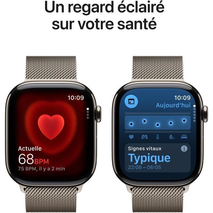 Apple Watch Series 11 GPS + Cellular - 46mm - Boîtier Natural Titanium  - Bracelet Natural Milanese Loop - S/M