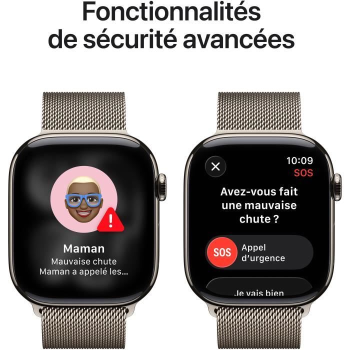 Apple Watch Series 11 GPS + Cellular - 46mm - Boîtier Natural Titanium  - Bracelet Natural Milanese Loop - S/M