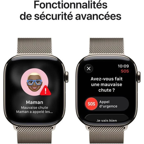 Apple Watch Series 11 GPS + Cellular - 46mm - Boîtier Natural Titanium  - Bracelet Natural Milanese Loop - S/M