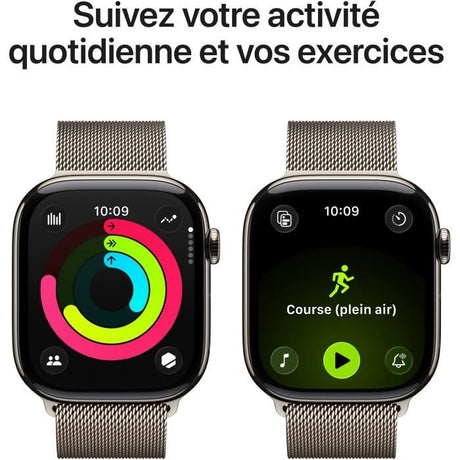 Apple Watch Series 11 GPS + Cellular - 46mm - Boîtier Natural Titanium  - Bracelet Natural Milanese Loop - M/L
