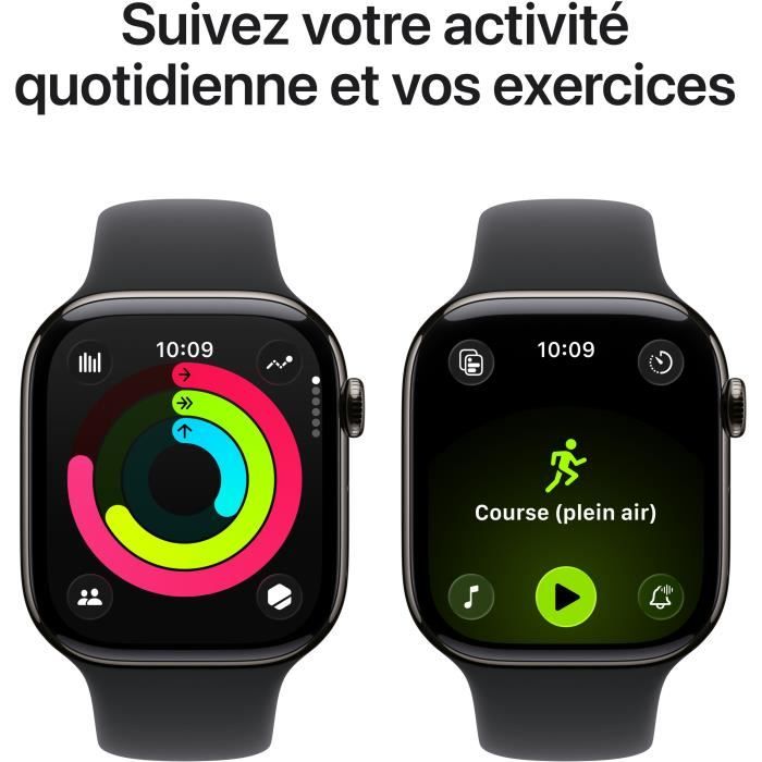 Apple Watch Series 11 GPS + Cellular - 46mm - Boîtier Slate Titanium  - Bracelet Black Sport Band - S/M