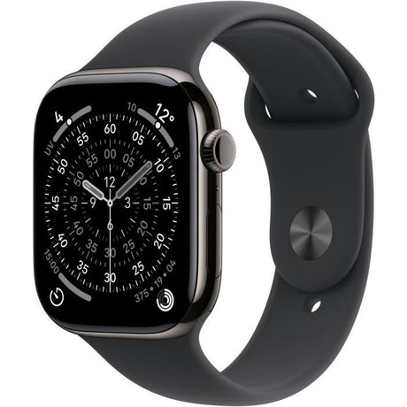 Apple Watch Series 11 GPS + Cellular - 46mm - Boîtier Slate Titanium  - Bracelet Black Sport Band - S/M