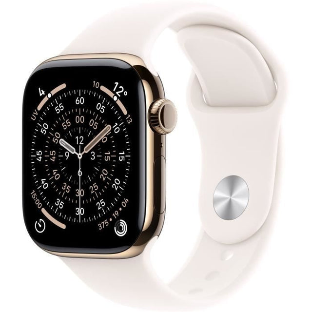 Apple Watch Series 11 GPS + Cellular - 46mm - Boîtier Gold Titanium  - Bracelet Light Blush Sport Band - S/M