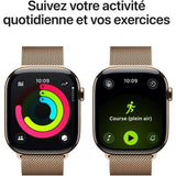 Apple Watch Series 11 GPS + Cellular - 46mm - Boîtier Gold Titanium  - Bracelet Gold Milanese Loop - S/M