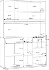 Buffet de cuisine - MANTEK - 122,8 x 41,5 x 183 cm - Chene / Noir - Style industriel - Eclairage LED inclus