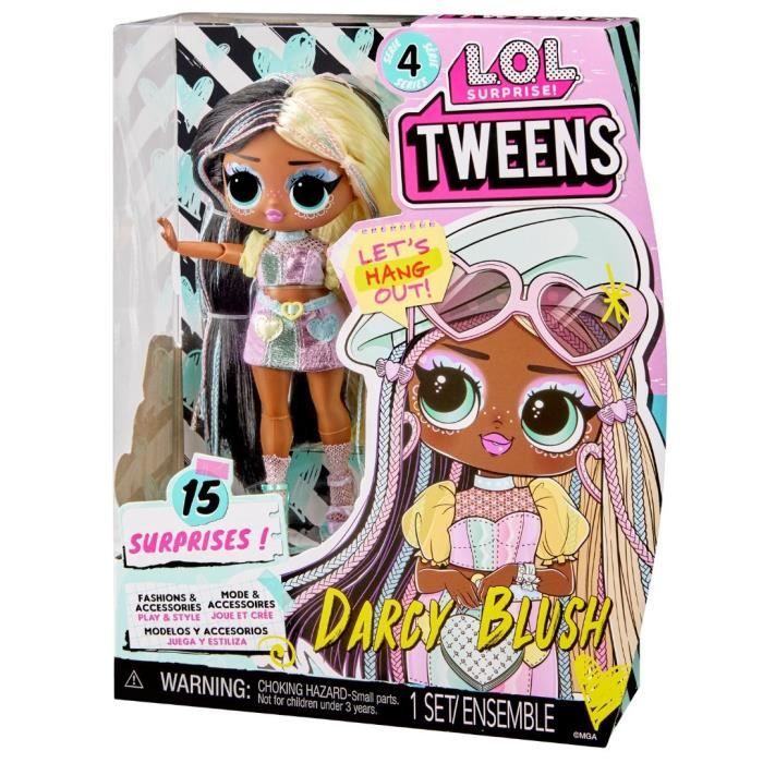 L.O.L. Surprise Tweens S4 Doll - PoupÈe Darcy Blush 17 cm - Accesoires surprises