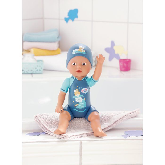 Poupon - BABY BORN -  Ma premiere nage - Poupée garçon 30 cm - Tenue non détachable et bonnet - Jouet de bain - Des 1 an