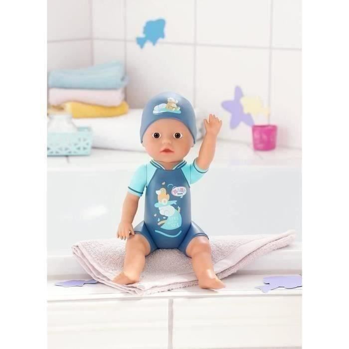 BABY BORN - Ma premiere nage - Poupée garçon 30 cm avec tenue non détachable et bonnet  Jouet de bain   Des 1 an