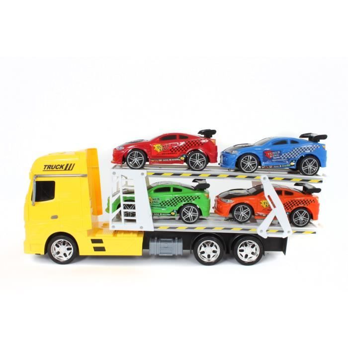 Véhicule d'Intervention - TURBO CHALLENGE - Camion Transport - 1/24 - 4 Voitures Sportives - Couleur Aléatoire